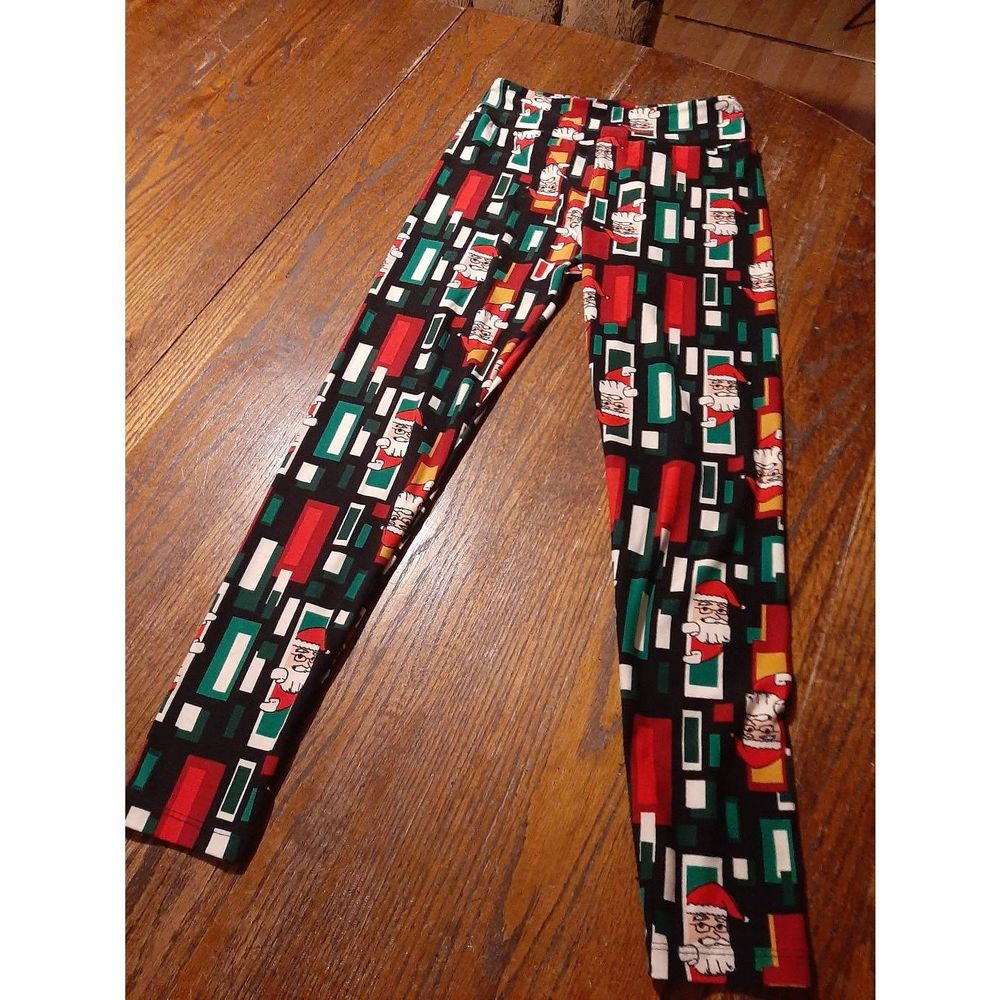 One Size LuLaRoe Christmas Holiday Santa Festive Leggings Casual Athletic Cute
